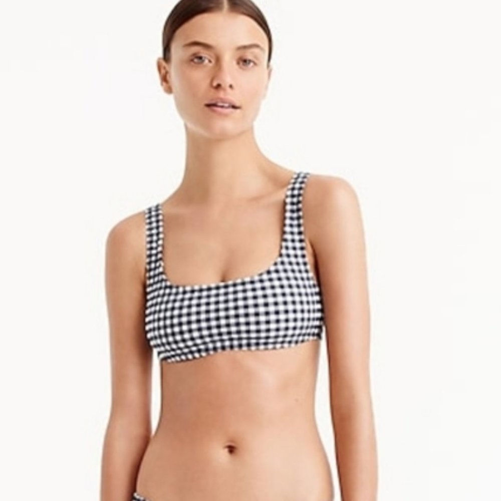 J. Crew Gingham Scoop Bikini Top